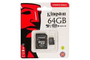 Карта памяти micro SD Kingston 64GB с переходником