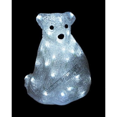 Фигура новогодняя светящаяся "Белый медведь" 28см